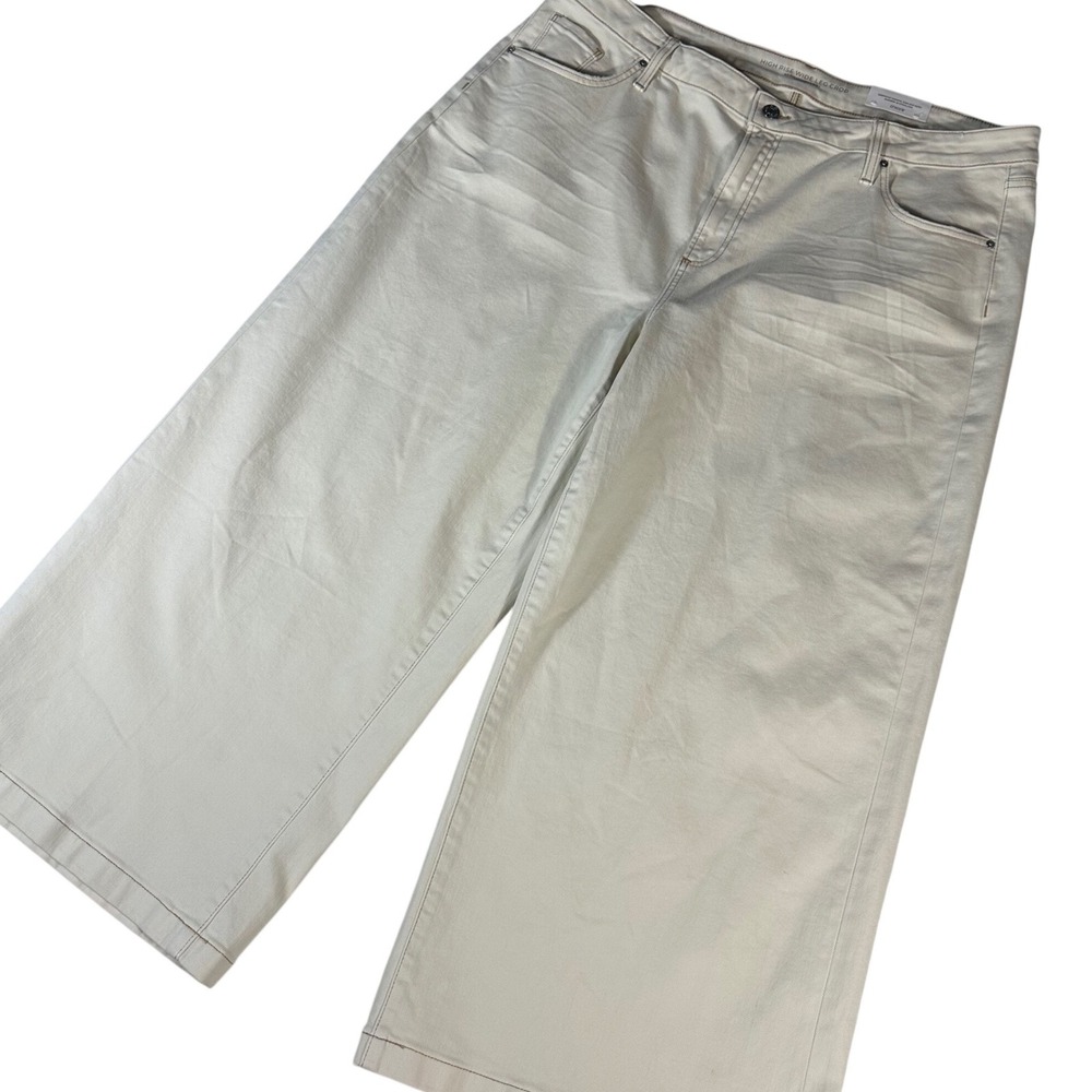 Chico's Jeans NWT Women Size 20 Cream High Rise Wide Leg Crop